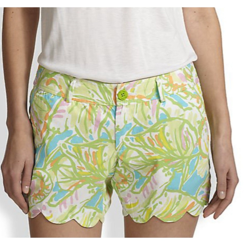 Lilly Pulitzer Women's The Buttercup Shorts Scalloped Edge 100% Cotton Size 0